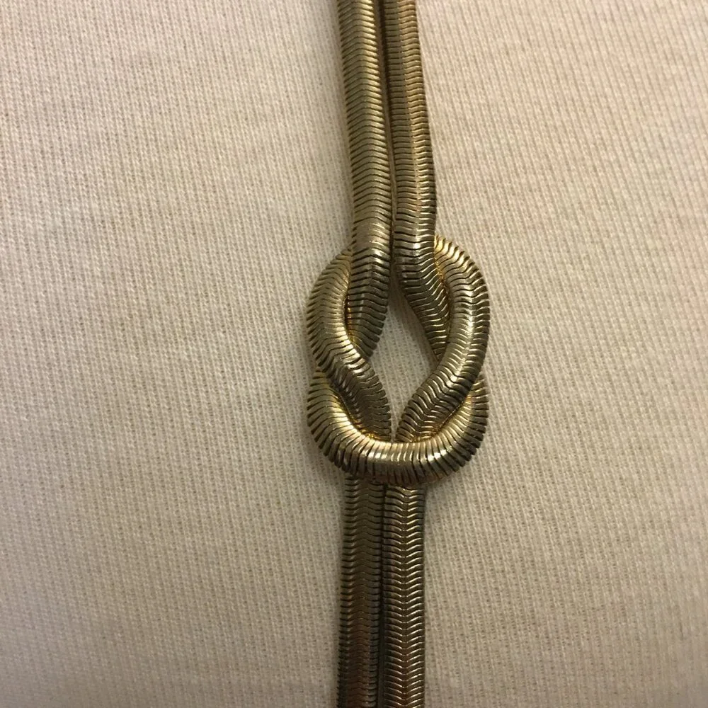 VTG Y2K Double Snake Chain Necklace - Extra Long Slinky Knotted Statement Piece - Picture 4 of 8